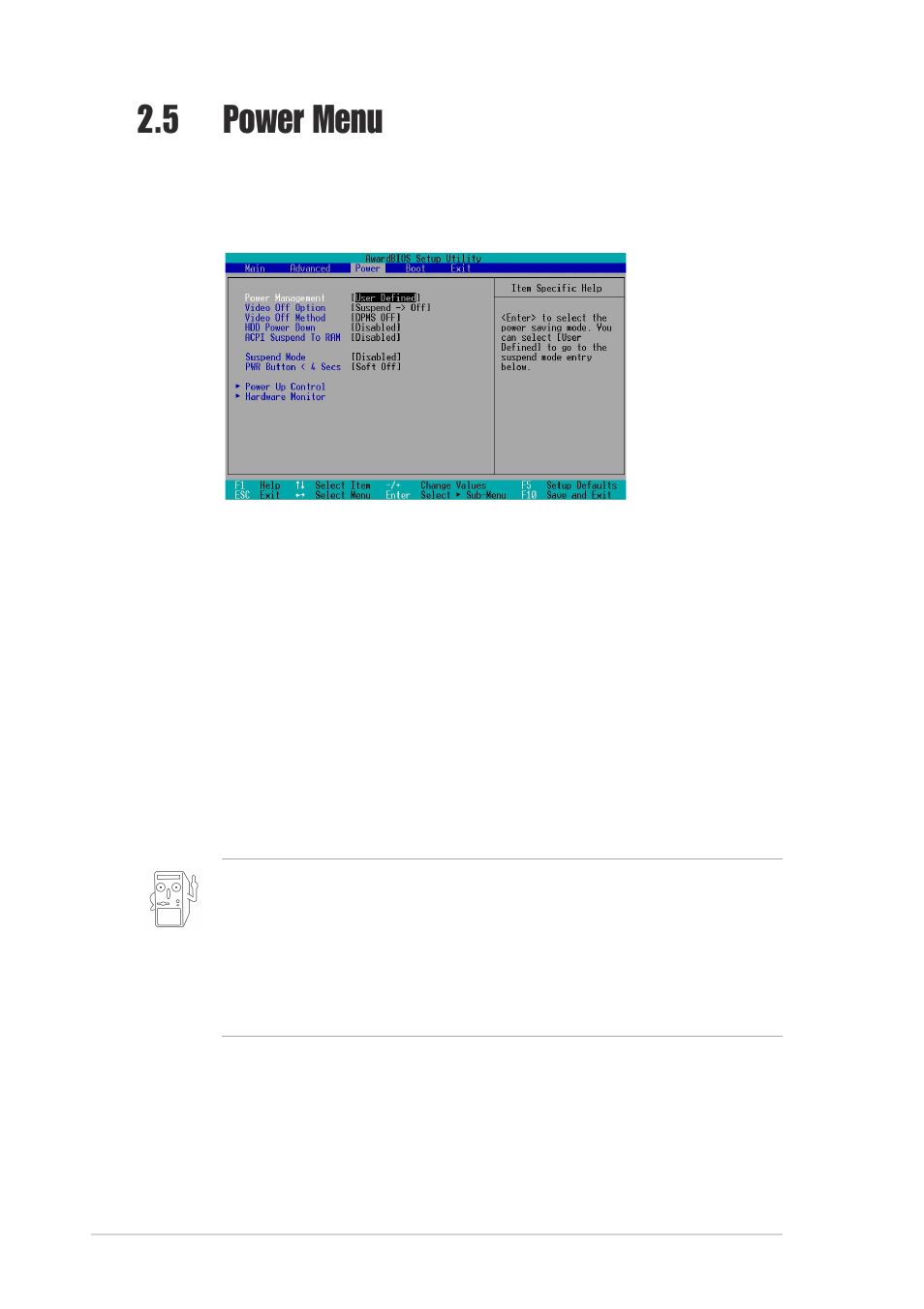 5 power menu | Asus A7S266-VM/U2 User Manual | Page 48 / 63