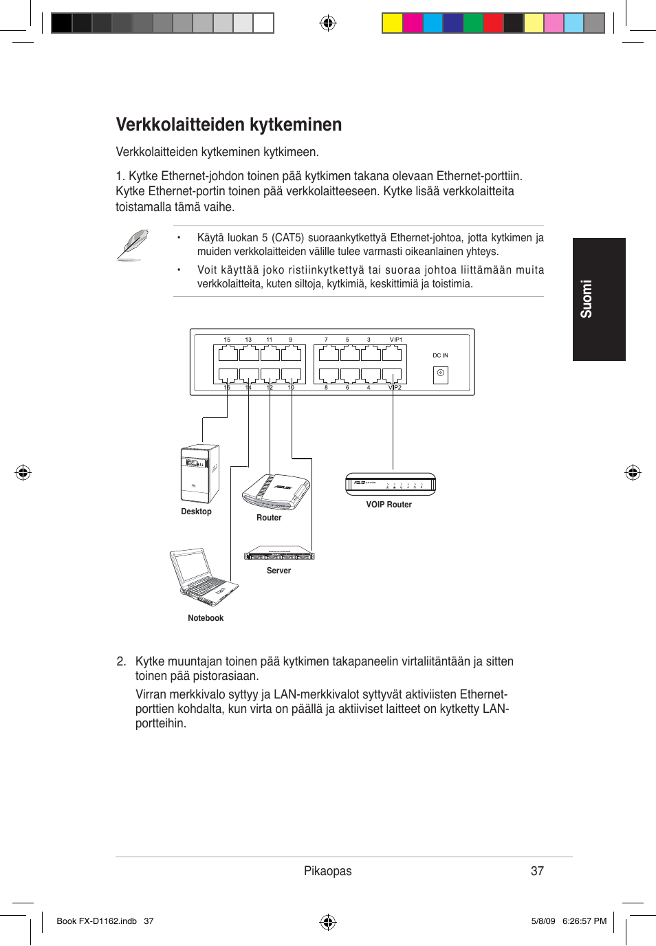 Verkkolaitteiden kytkeminen, Su om i | Asus FX-D1162 User Manual | Page 37 / 103