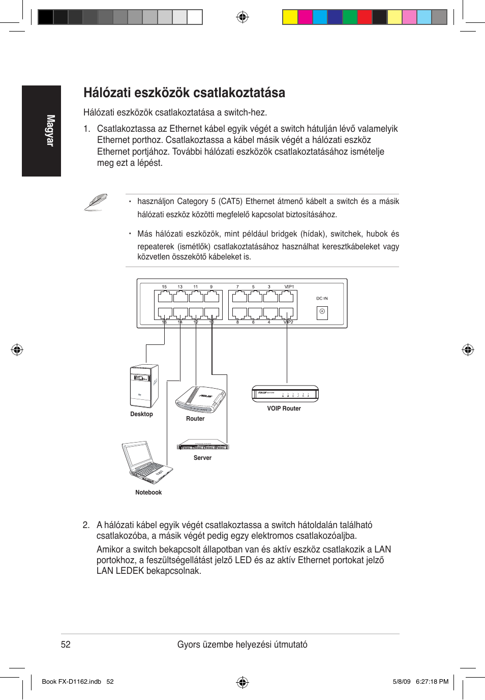 Hálózati eszközök csatlakoztatása, Mag yar | Asus FX-D1162 User Manual | Page 52 / 103