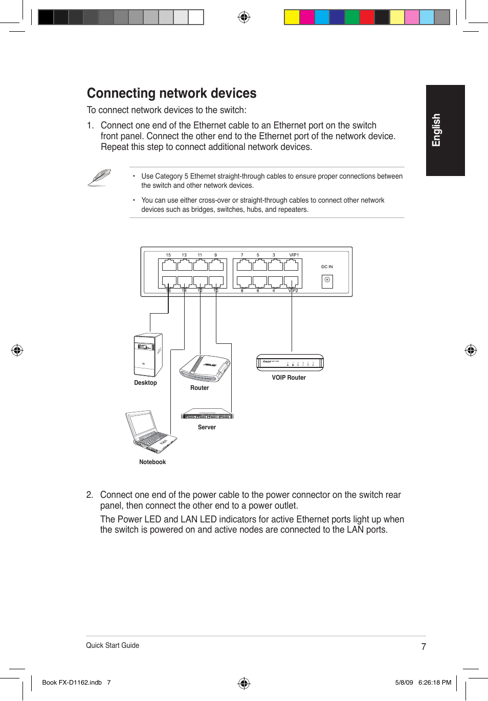 Connecting network devices, En gl ish | Asus FX-D1162 User Manual | Page 7 / 103