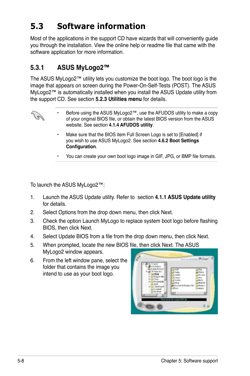 3 software information, 1 asus mylogo2 | Asus P5B Deluxe/WiFi-AP User Manual | Page 118 / 178