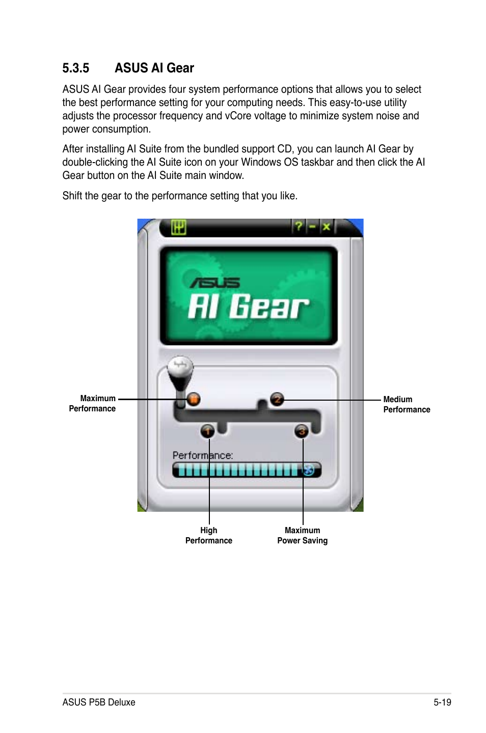 5 asus ai gear | Asus P5B Deluxe/WiFi-AP User Manual | Page 129 / 178