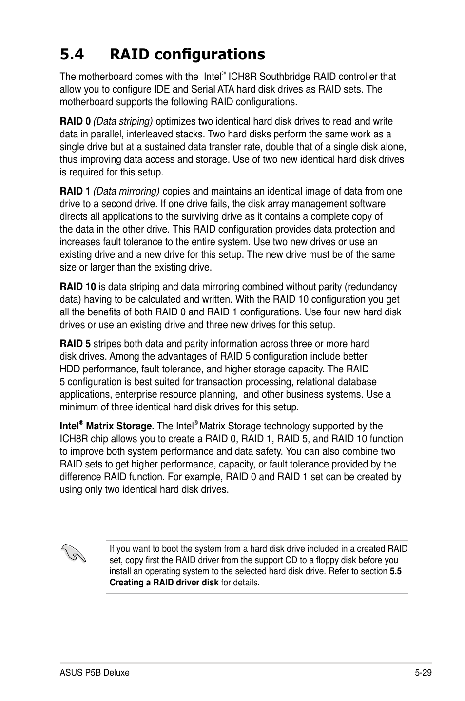 4 raid configurations | Asus P5B Deluxe/WiFi-AP User Manual | Page 139 / 178