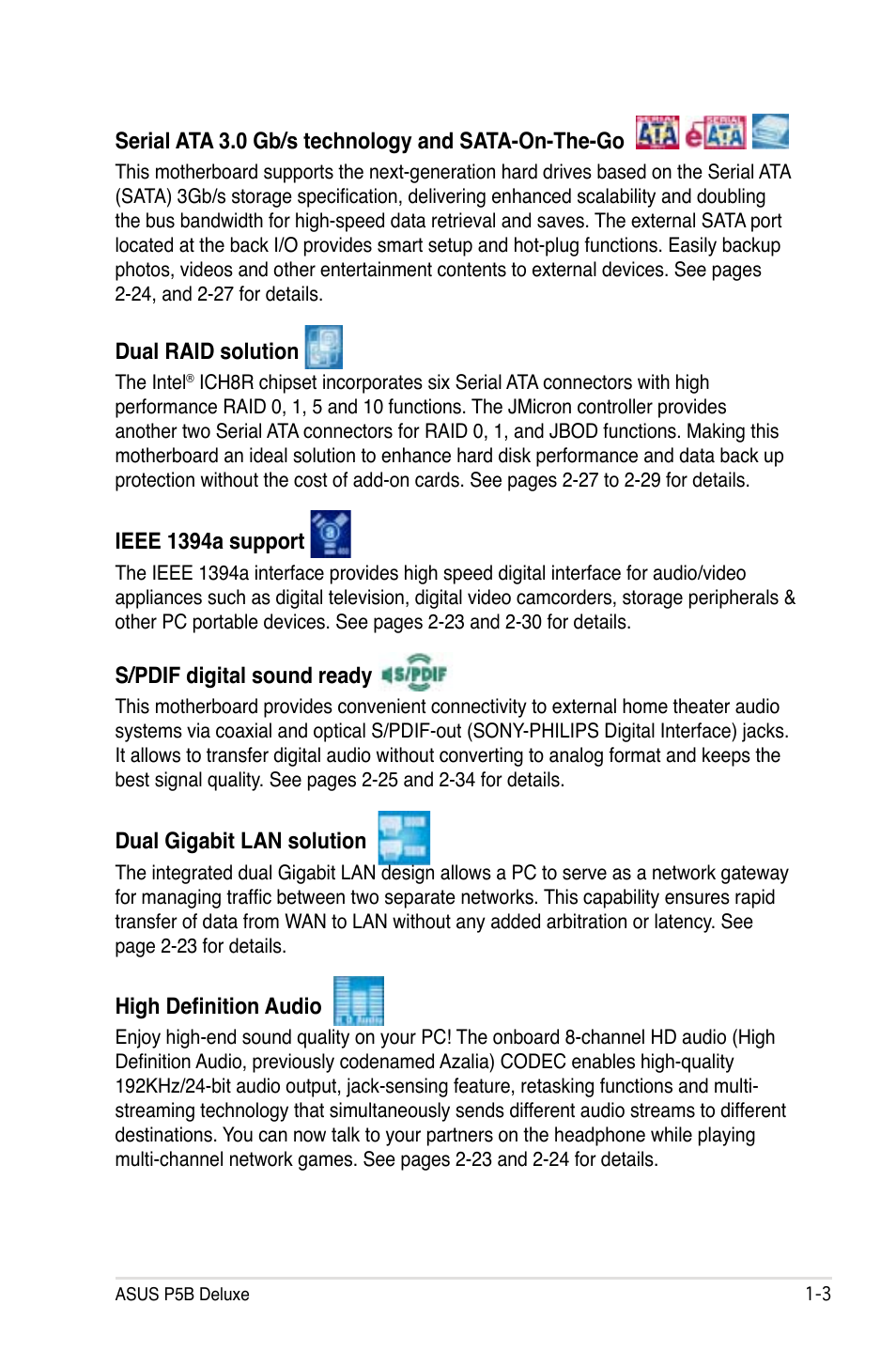 Asus P5B Deluxe/WiFi-AP User Manual | Page 19 / 178