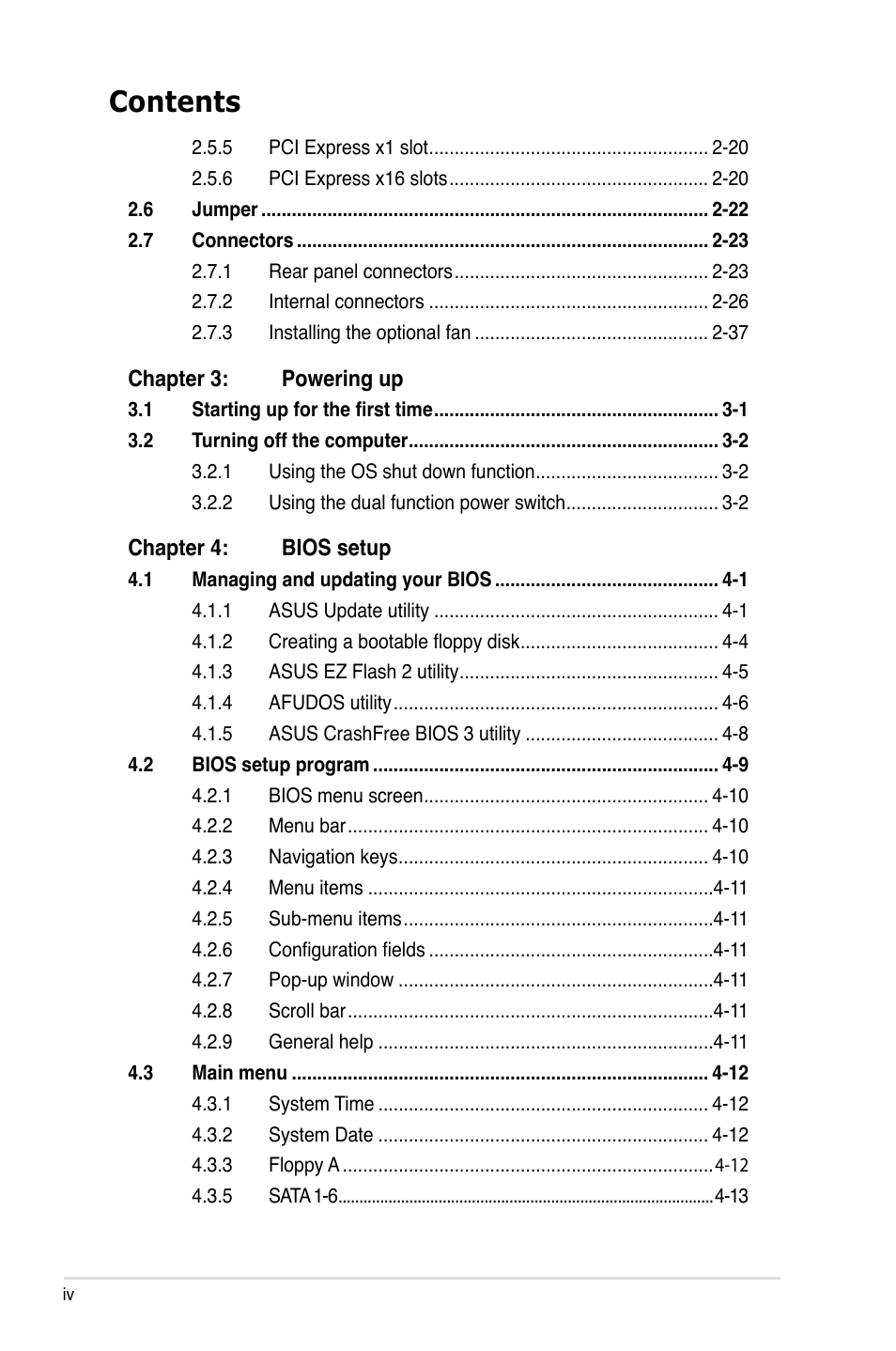 Asus P5B Deluxe/WiFi-AP User Manual | Page 4 / 178