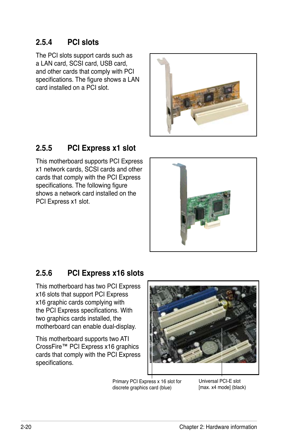 4 pci slots, 5 pci express x1 slot, 6 pci express x16 slots | Asus P5B Deluxe/WiFi-AP User Manual | Page 46 / 178