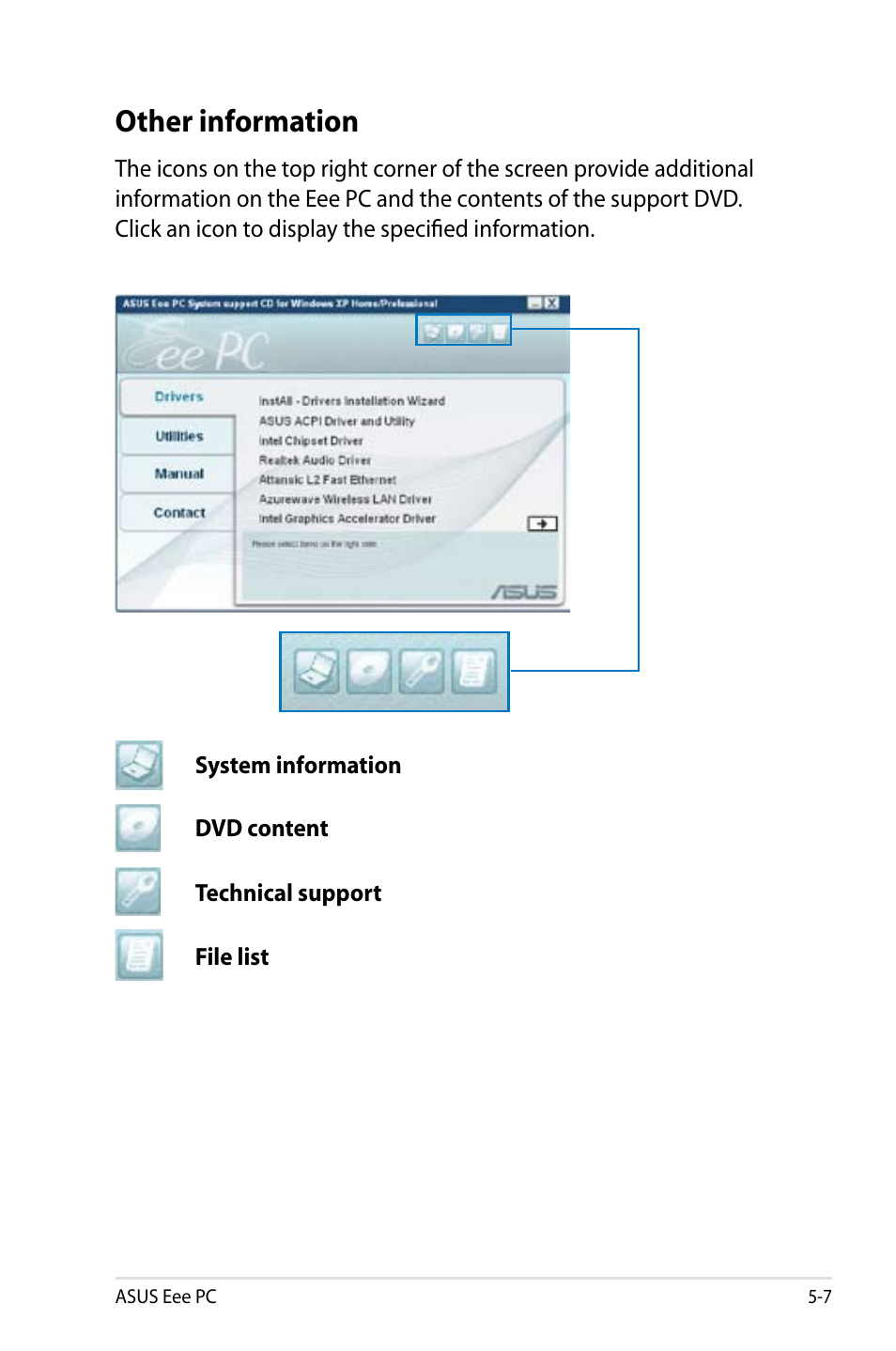 Other information | Asus Eee PC 8G/XP User Manual | Page 57 / 74