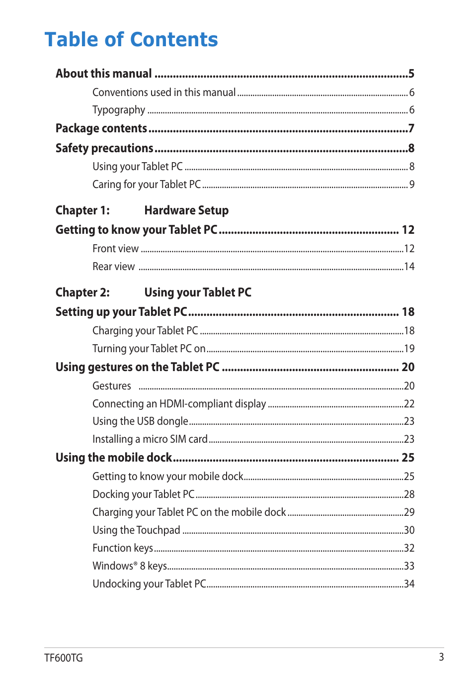 Asus VivoTab RT 3G User Manual | Page 3 / 76