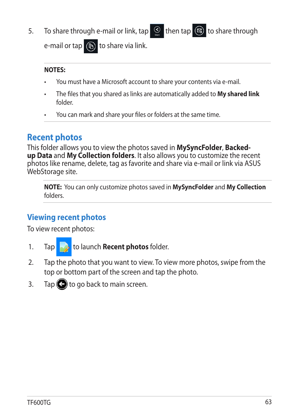 Recent photos | Asus VivoTab RT 3G User Manual | Page 63 / 76