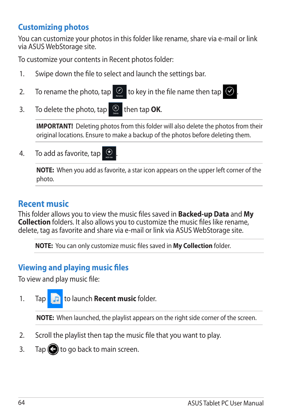 Recent music | Asus VivoTab RT 3G User Manual | Page 64 / 76