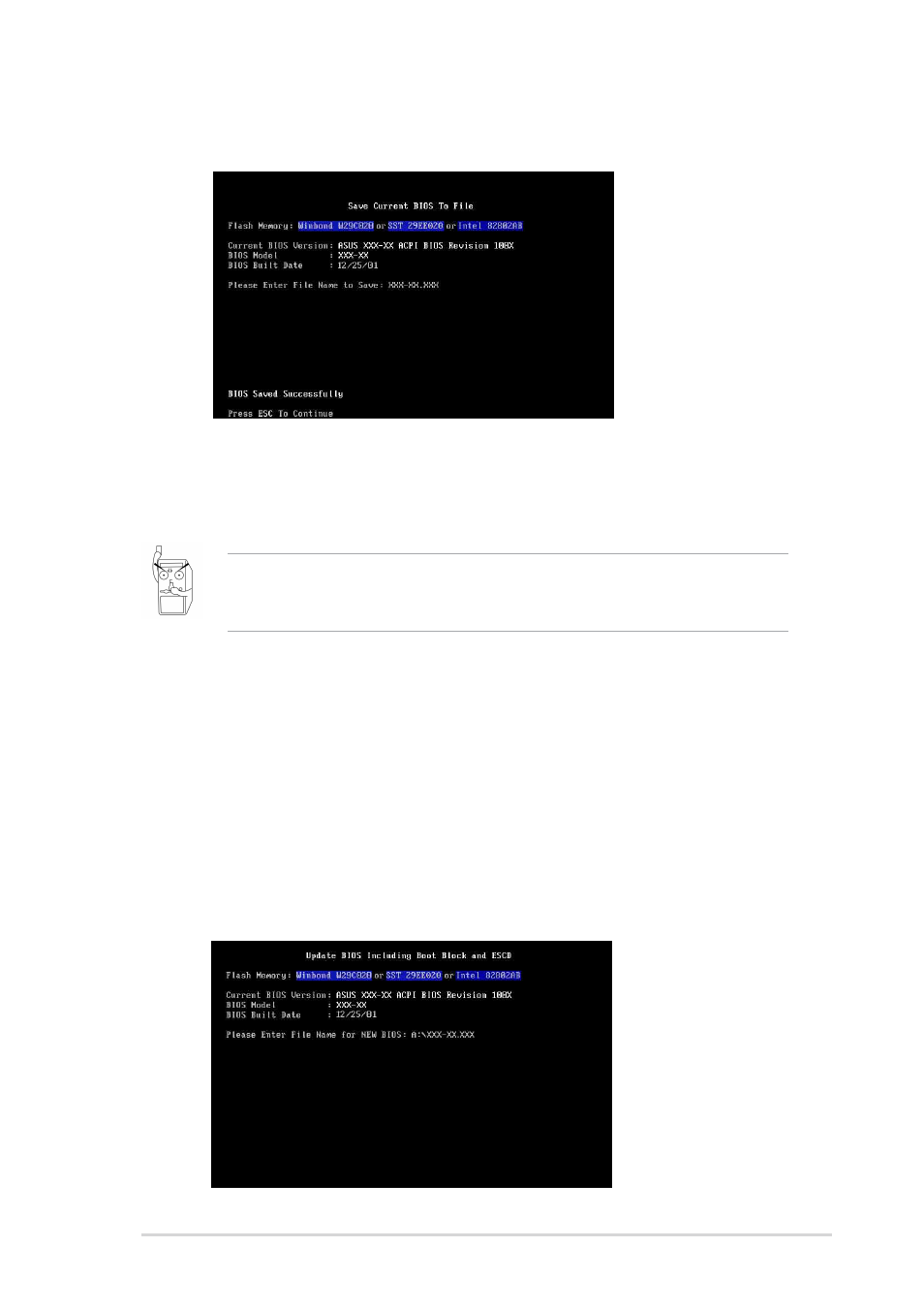 Updating the bios | Asus P4SE/U2 User Manual | Page 33 / 63