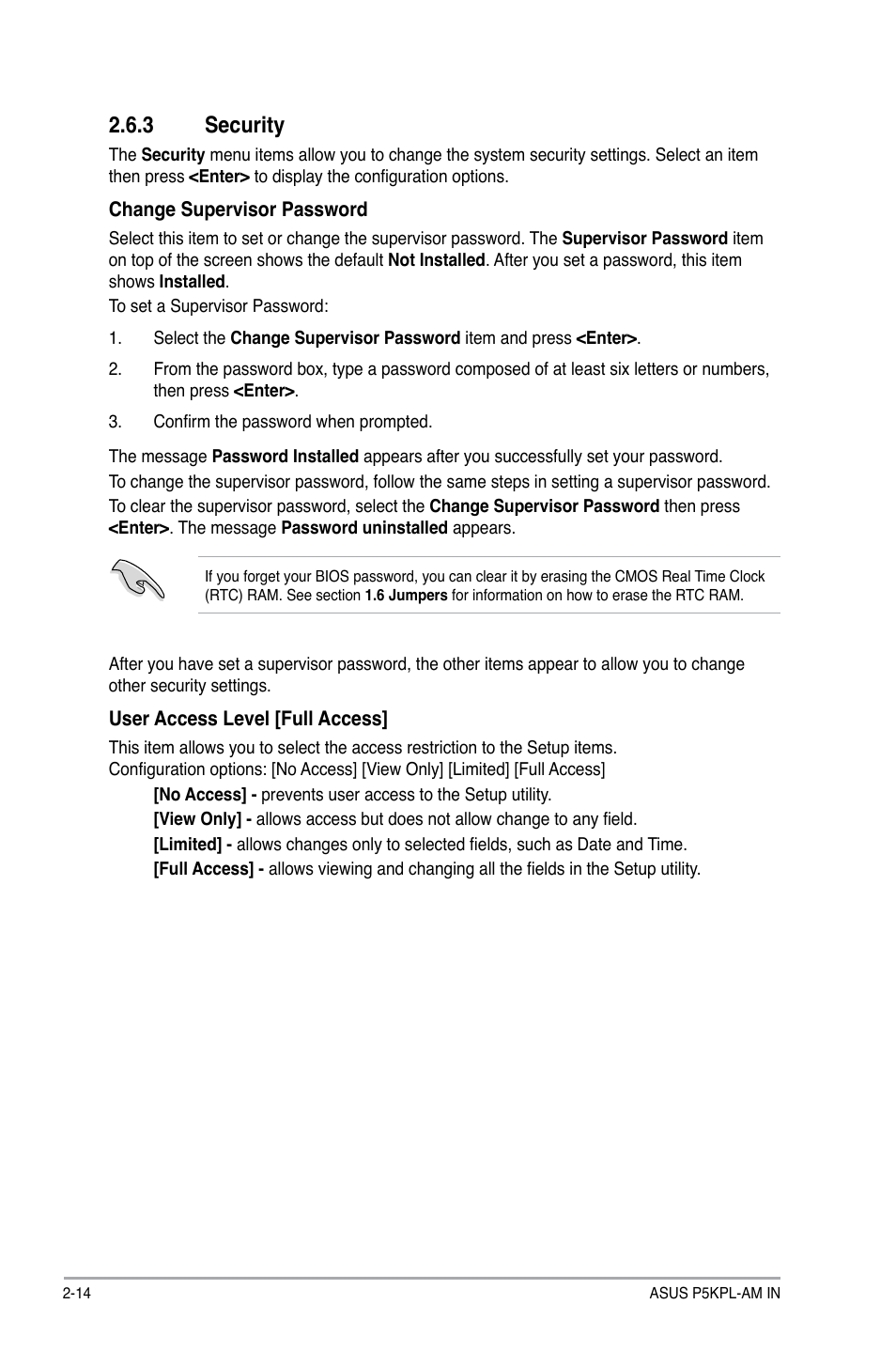 3 security | Asus P5KPL-AM IN/ROEM/SI User Manual | Page 38 / 40