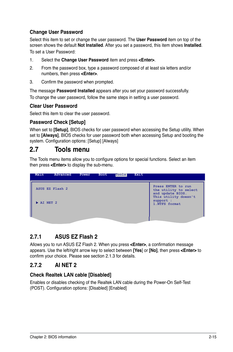 7 tools menu, 1 asus ez flash 2, 2 ai net 2 | Asus P5KPL-AM IN/ROEM/SI User Manual | Page 39 / 40