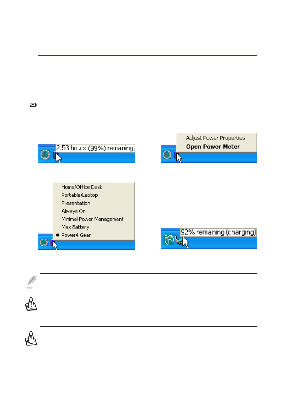 Using battery power | Asus M2C User Manual | Page 44 / 76