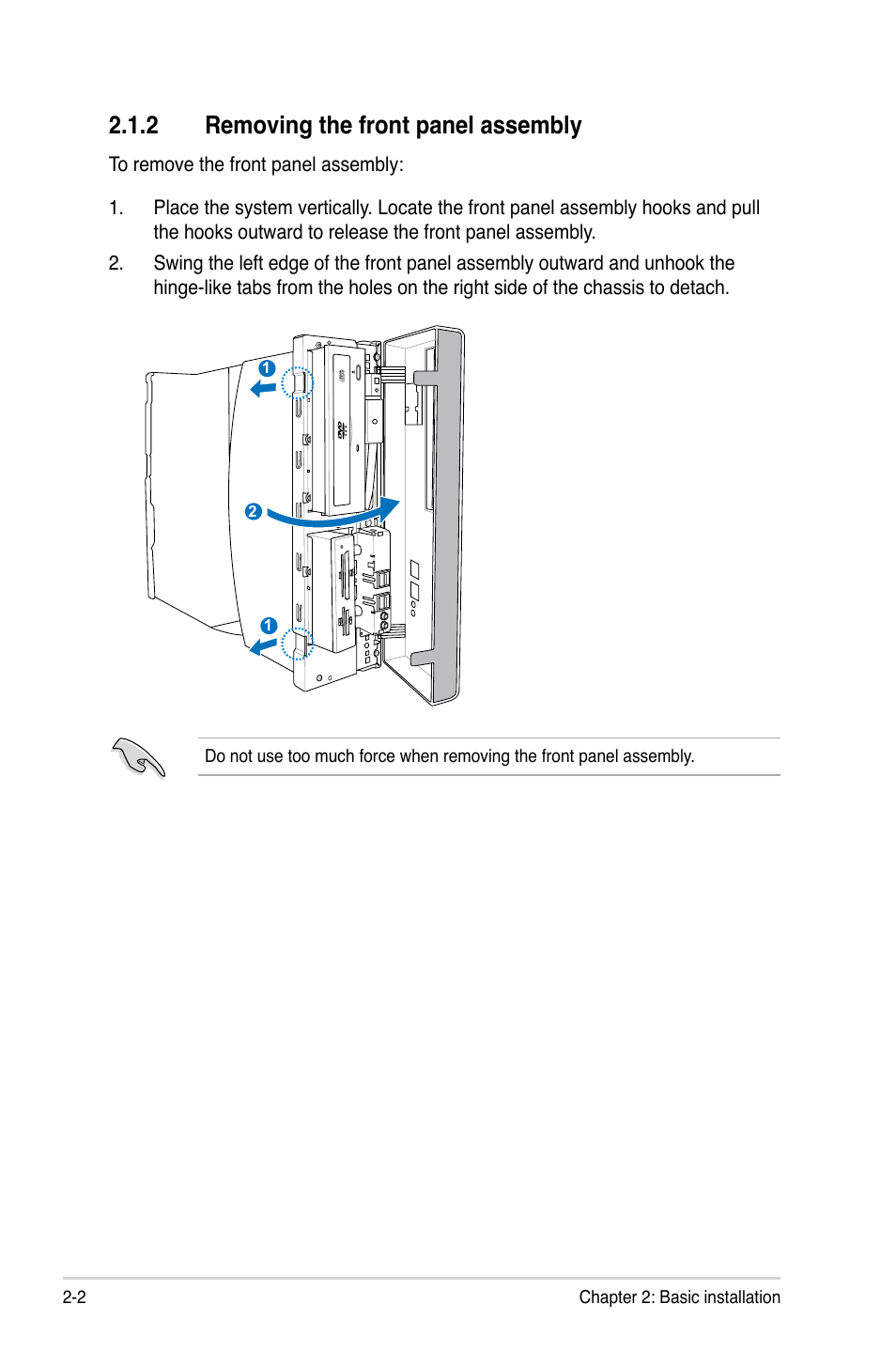 2 removing the front panel assembly | Asus BP5120 User Manual | Page 24 / 56