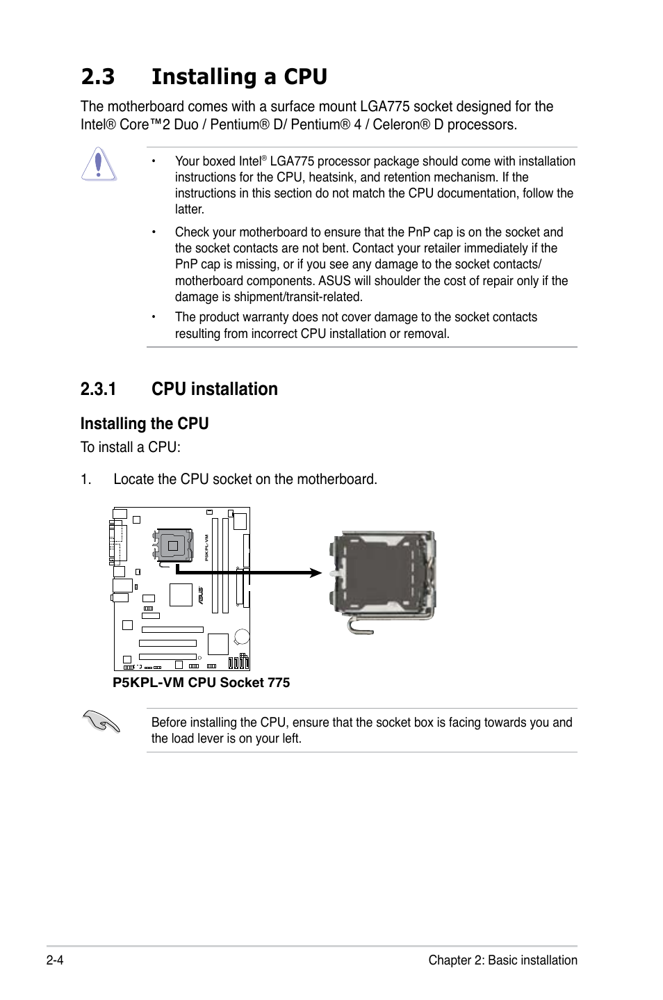 3 installing a cpu, 1 cpu installation, Installing the cpu | Asus BP5120 User Manual | Page 26 / 56