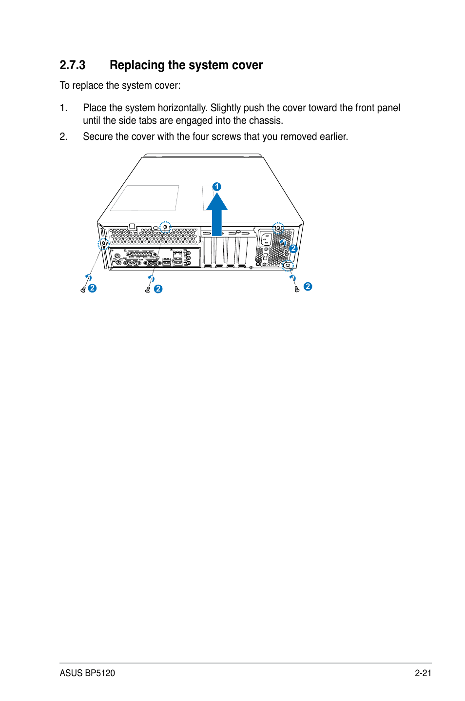 3 replacing the system cover | Asus BP5120 User Manual | Page 43 / 56