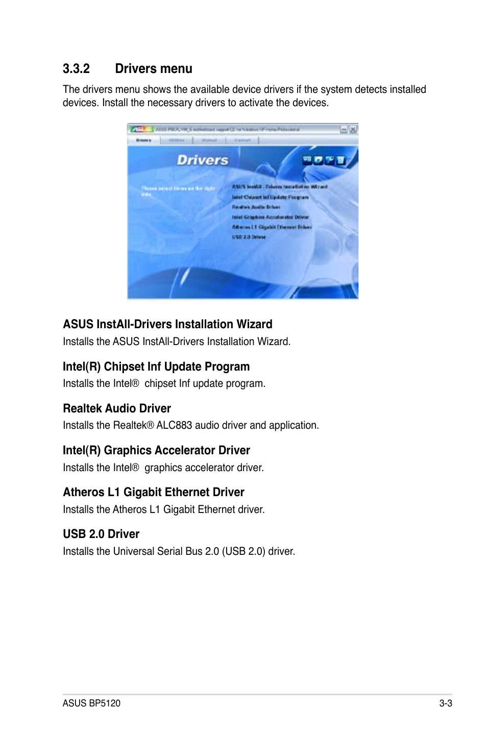 2 drivers menu | Asus BP5120 User Manual | Page 49 / 56