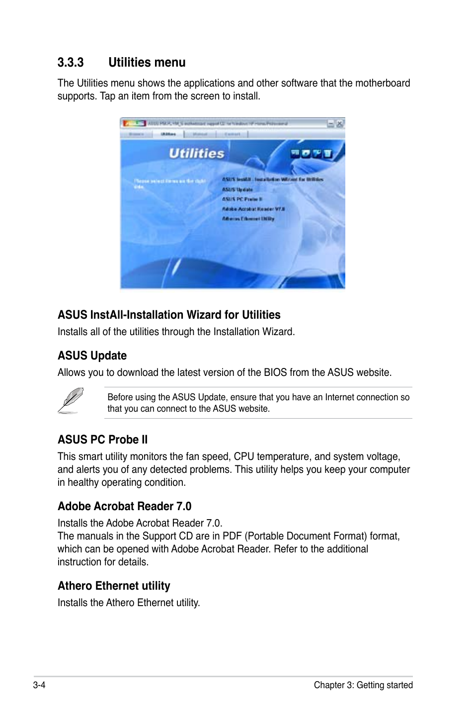 3 utilities menu | Asus BP5120 User Manual | Page 50 / 56