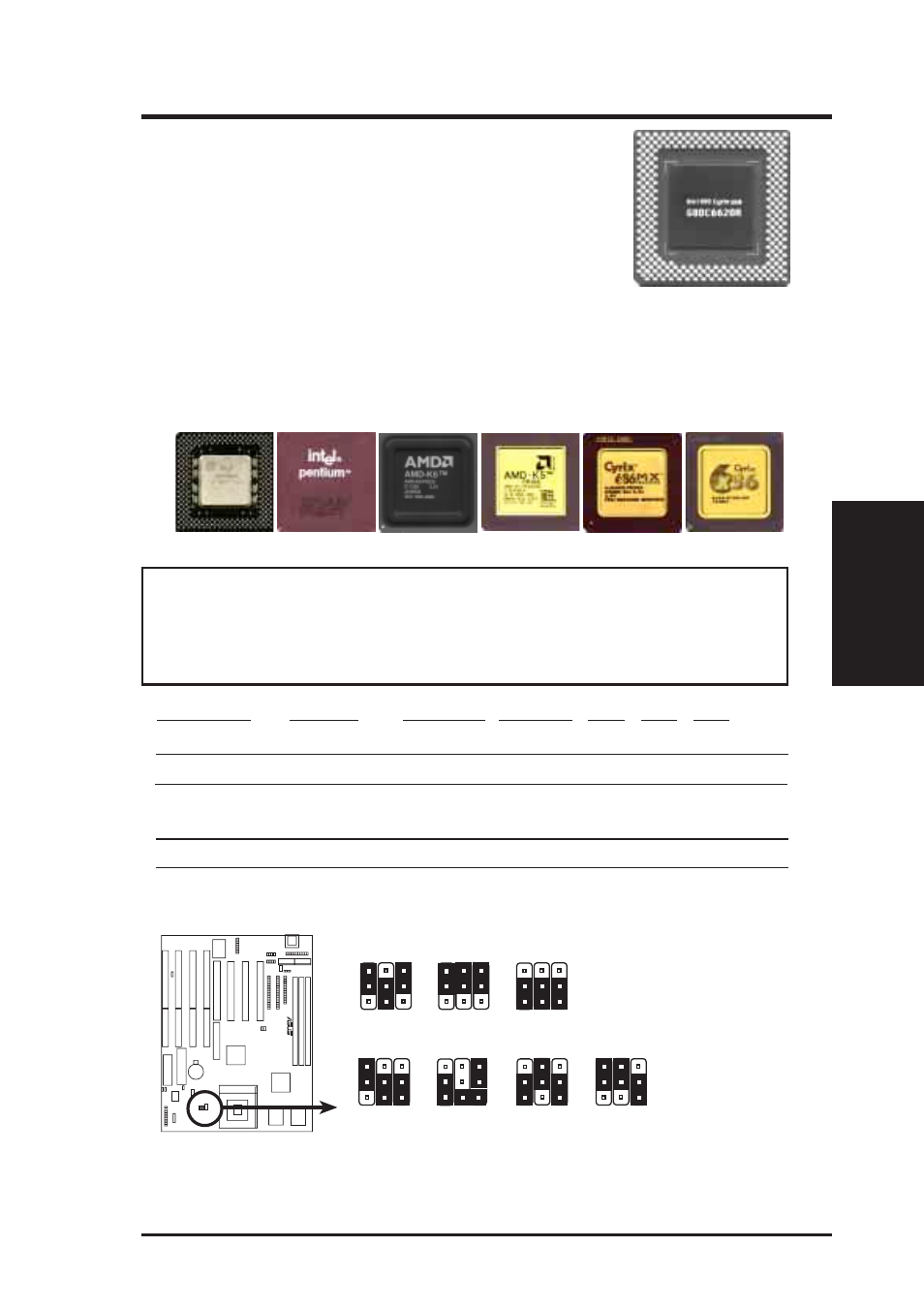 Iii. installation, Compatible cyrix cpu identification, Asus tx97 user’s manual 17 | Jumpers) iii. inst alla tion | Asus TX97 User Manual | Page 17 / 64