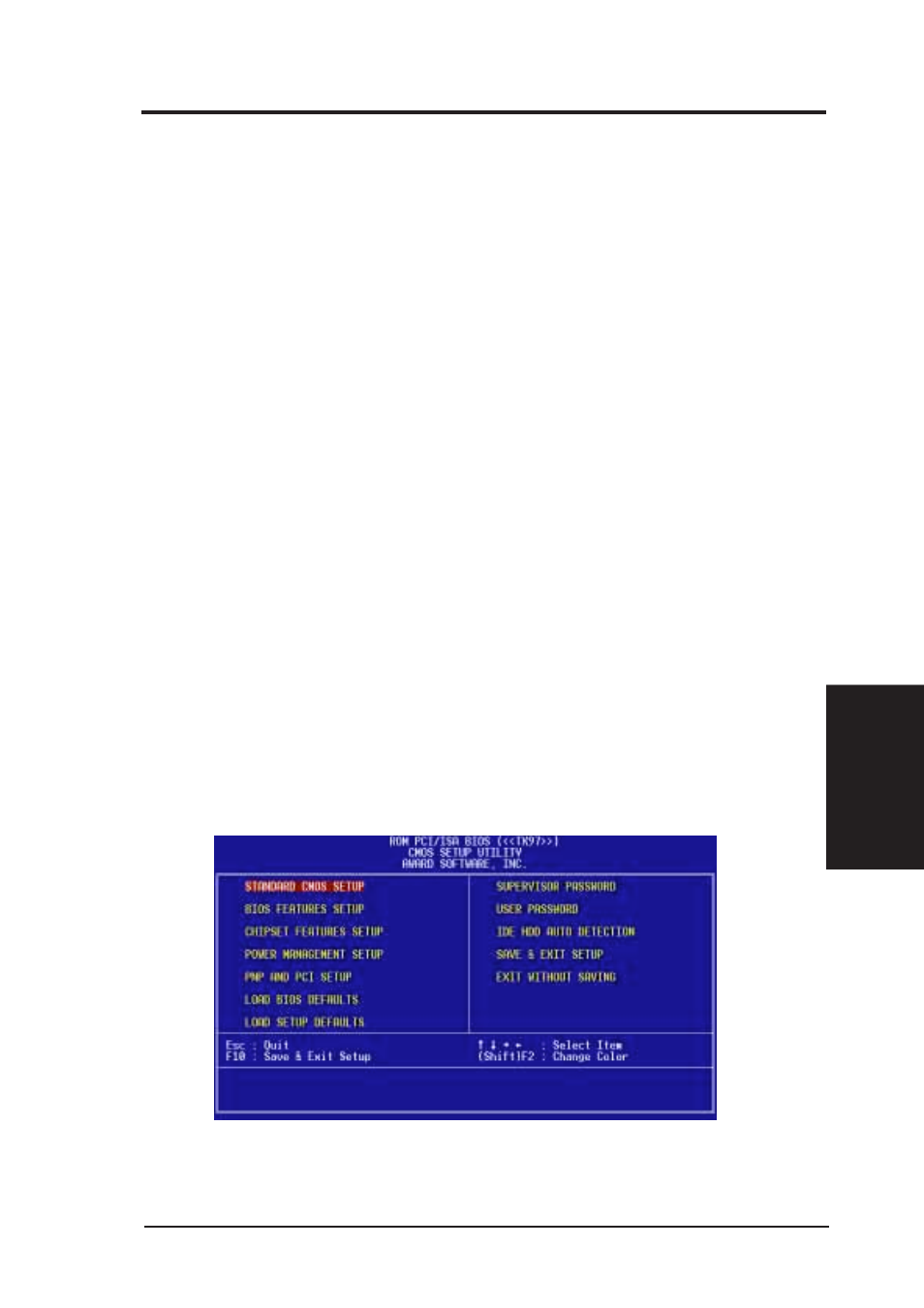 Iv. bios software, Bios setup | Asus TX97 User Manual | Page 35 / 64