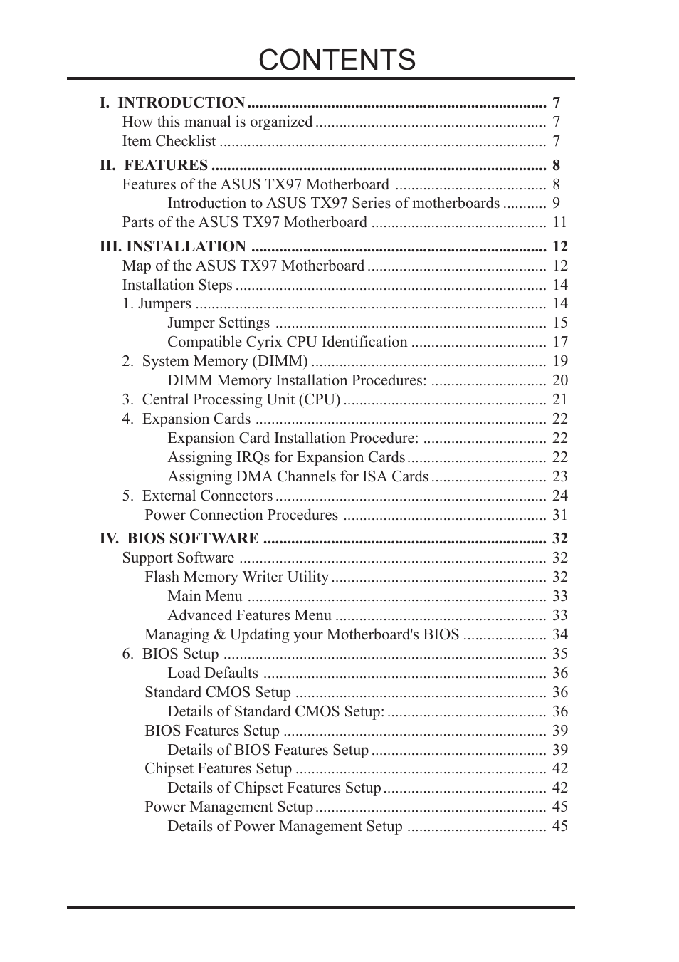 Asus TX97 User Manual | Page 4 / 64