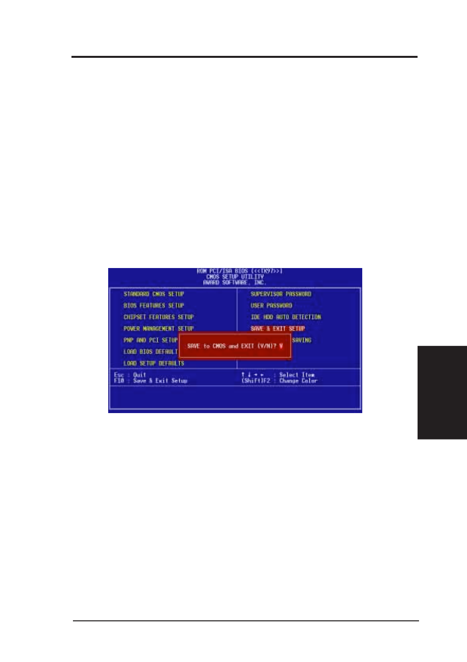 Iv. bios software, Save & exit setup, Exit without saving | Asus TX97 User Manual | Page 53 / 64