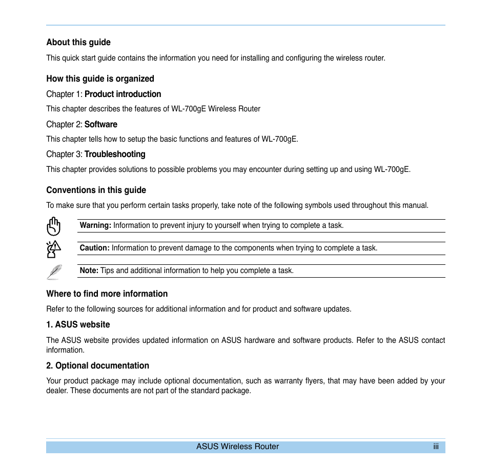 Asus WL-700gE User Manual | Page 3 / 24