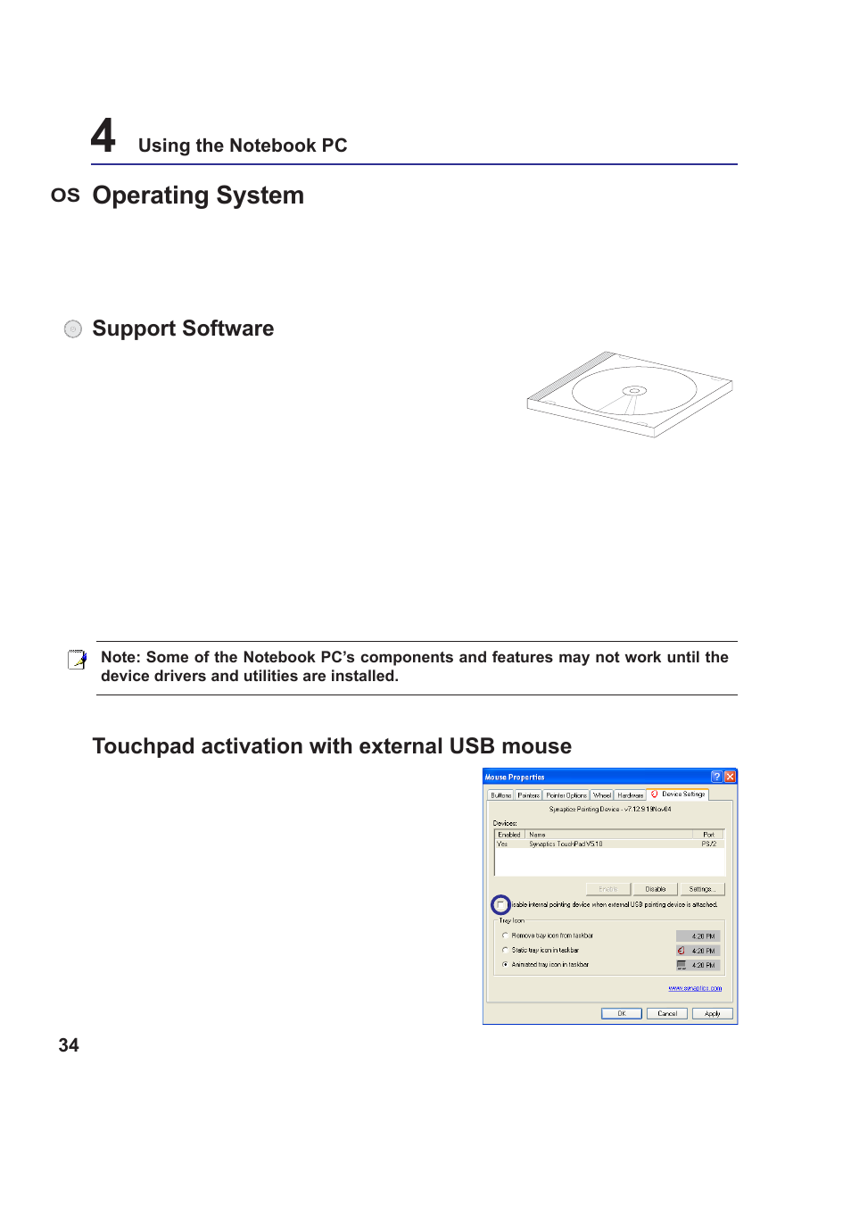 Operating system | Asus W5Fm User Manual | Page 34 / 69