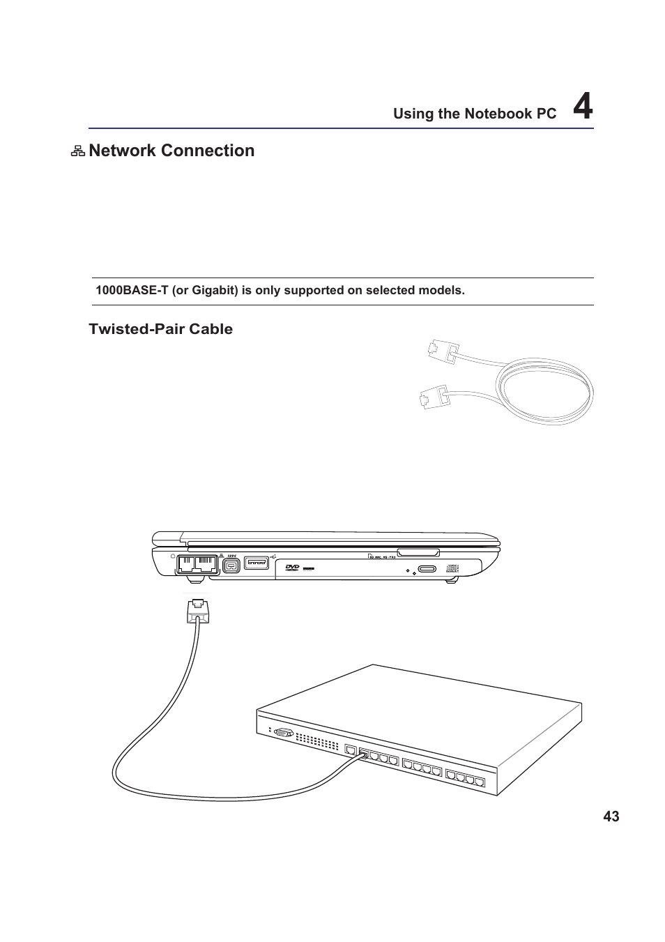 Network connection | Asus W5Fm User Manual | Page 43 / 69