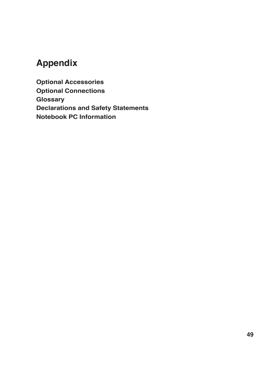 Appendix | Asus W5Fm User Manual | Page 49 / 69