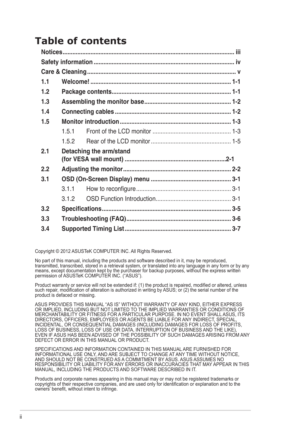 Asus VS208N-P User Manual | Page 2 / 20