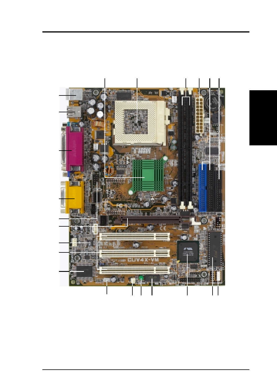 Features, 1 component locations | Asus CUV4X-VM User Manual | Page 13 / 86