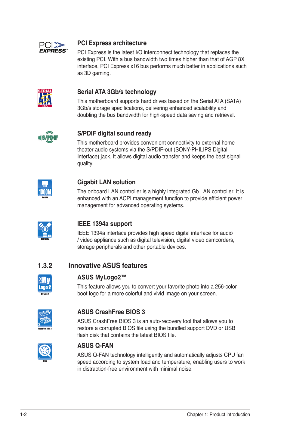 2 innovative asus features, Innovative asus features -2 | Asus P5P43TD PRO User Manual | Page 12 / 62