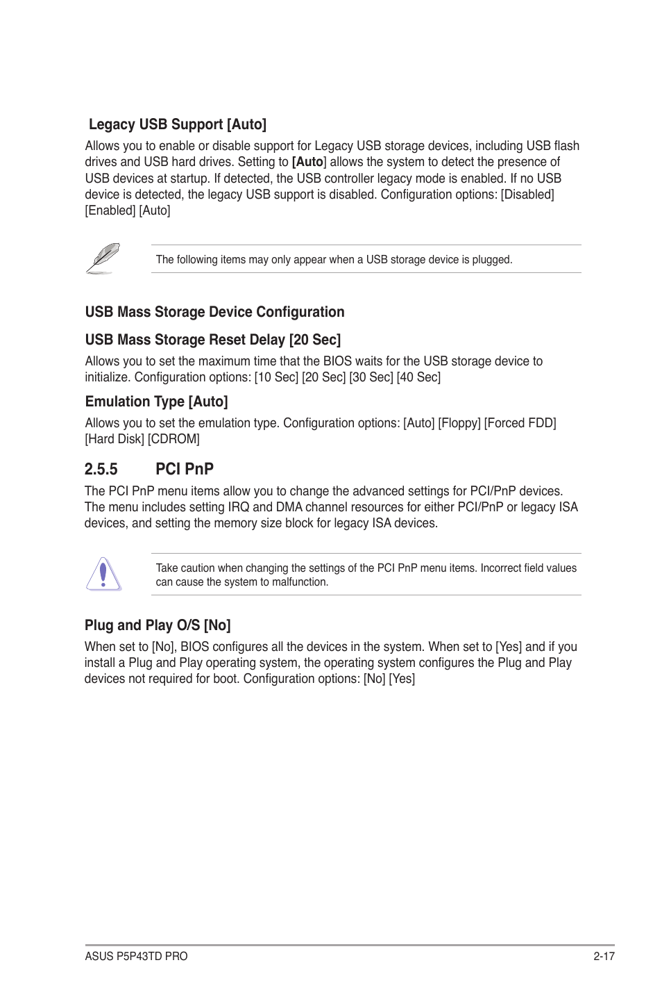 5 pci pnp, Pci pnp -17 | Asus P5P43TD PRO User Manual | Page 55 / 62