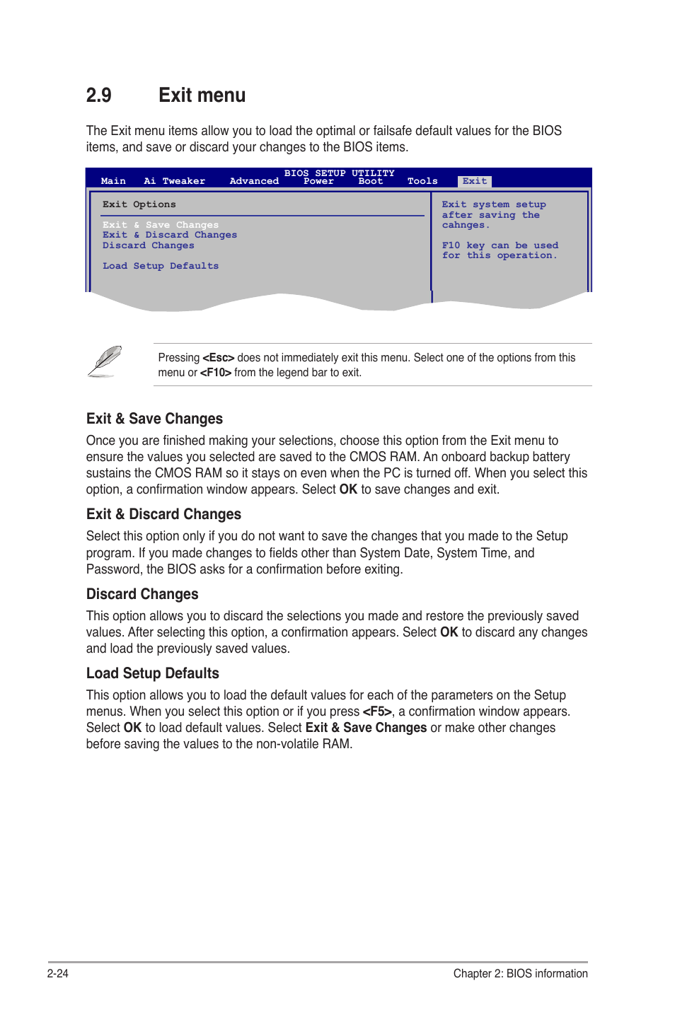 9 exit menu, Exit menu -24 | Asus P5P43TD PRO User Manual | Page 62 / 62