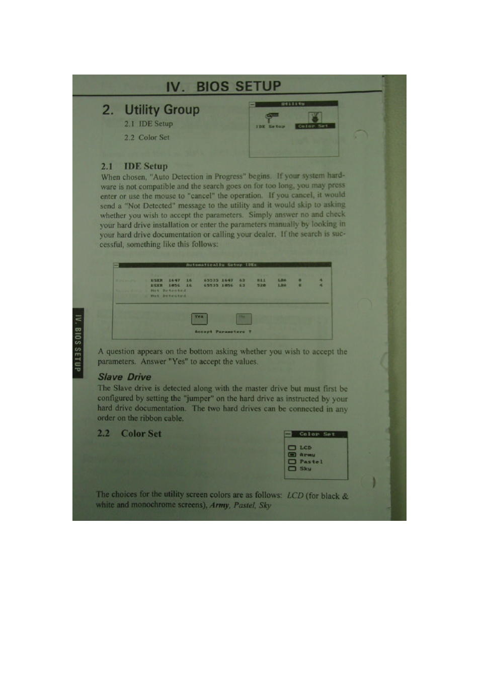 Iv. bios setup, Utility group, Sf&ve drive | Iv. bios setup 2. utility group, И cj | Asus P/I-P6RP4 User Manual | Page 32 / 34