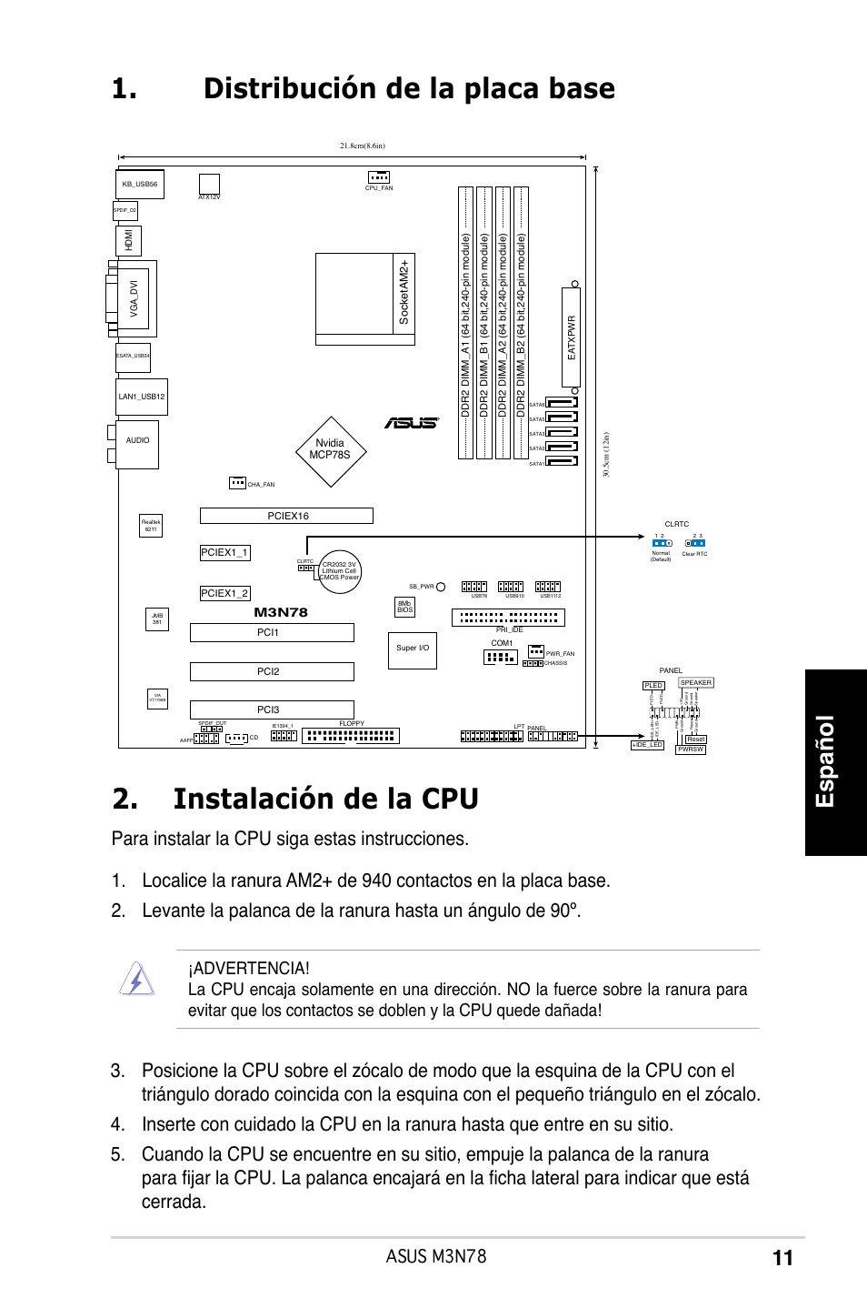 Español, Asus m3n78, M3n78 | Asus M3N78 User Manual | Page 12 / 38