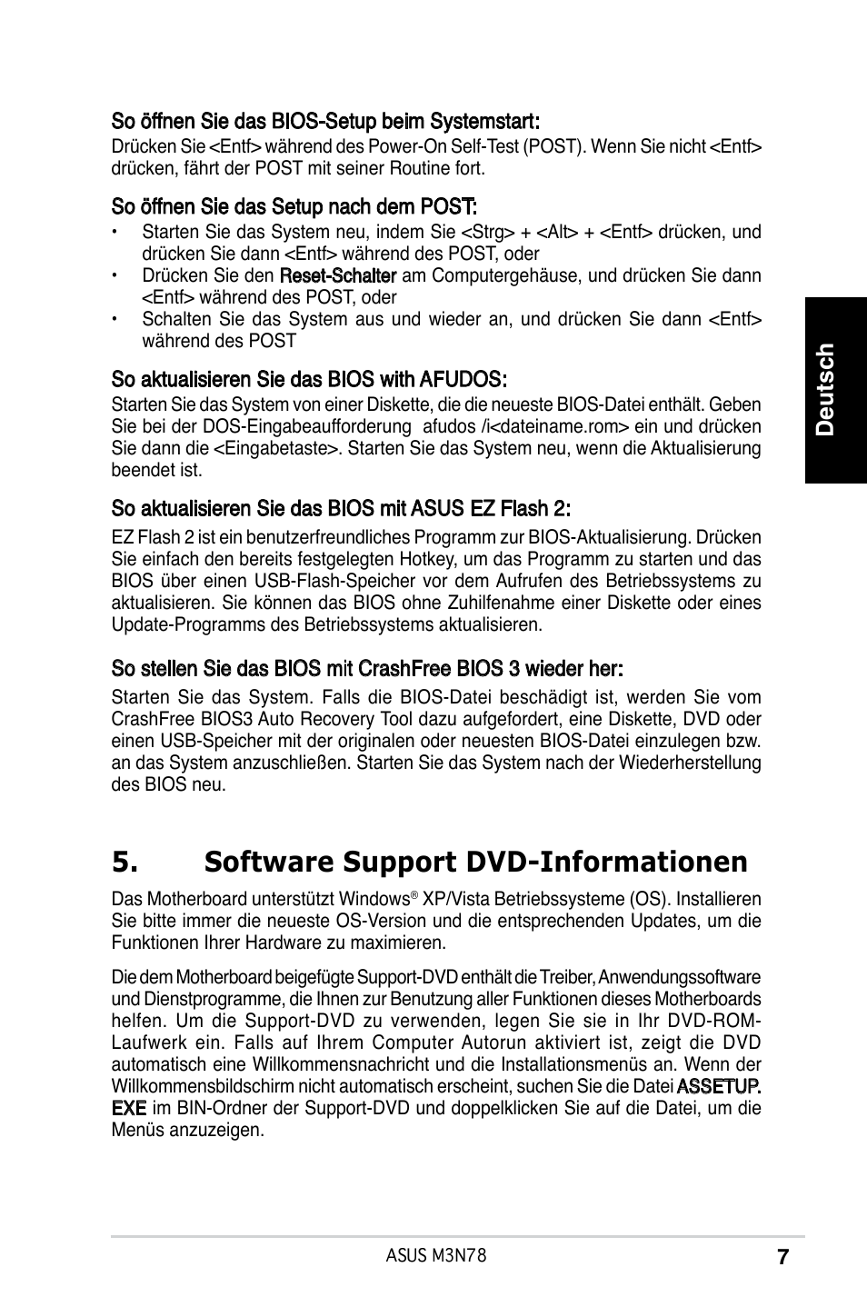 Software support dvd-informationen, Deutsch | Asus M3N78 User Manual | Page 8 / 38