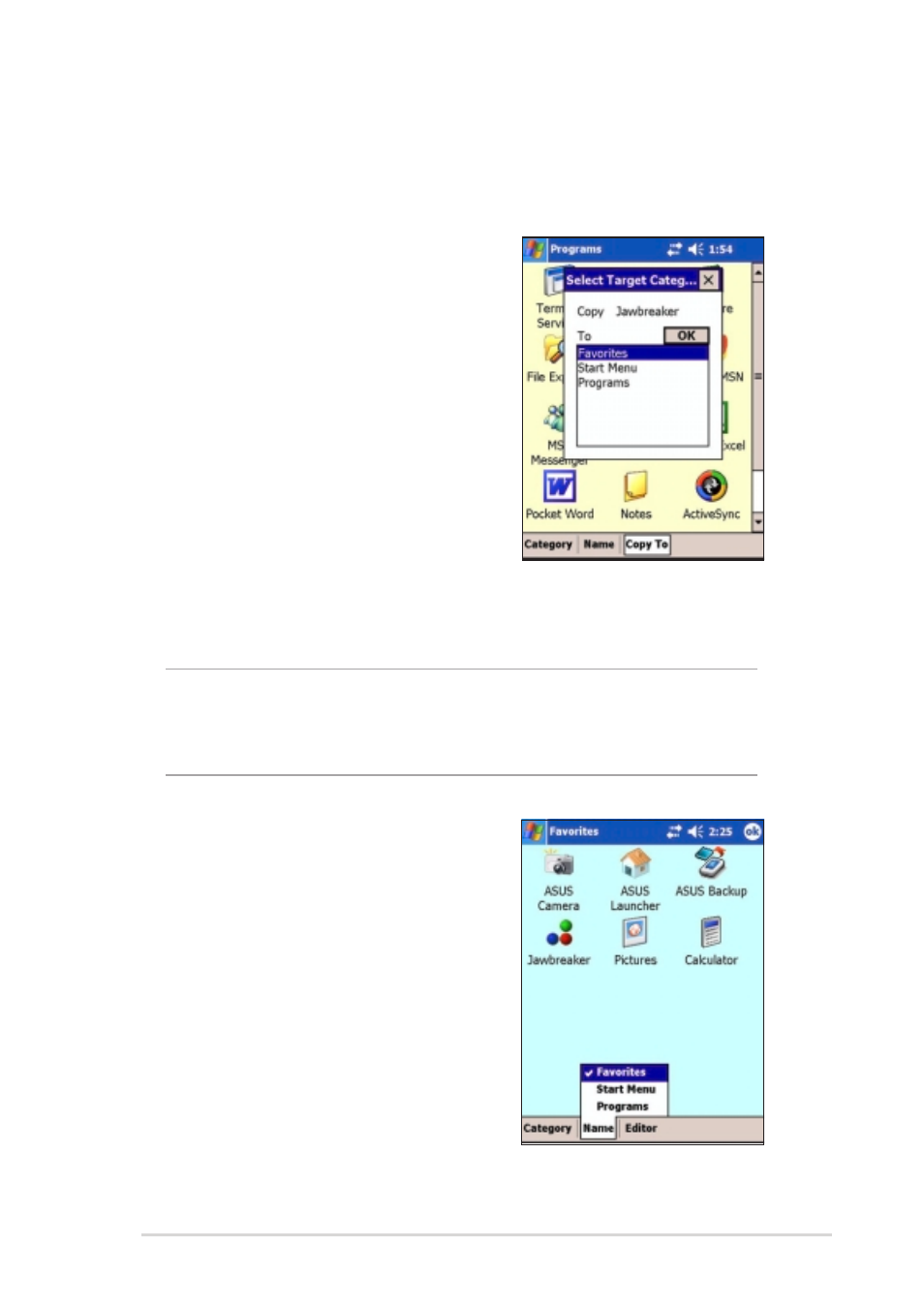 Customizing an existing category | Asus MyPal A730W User Manual | Page 109 / 218