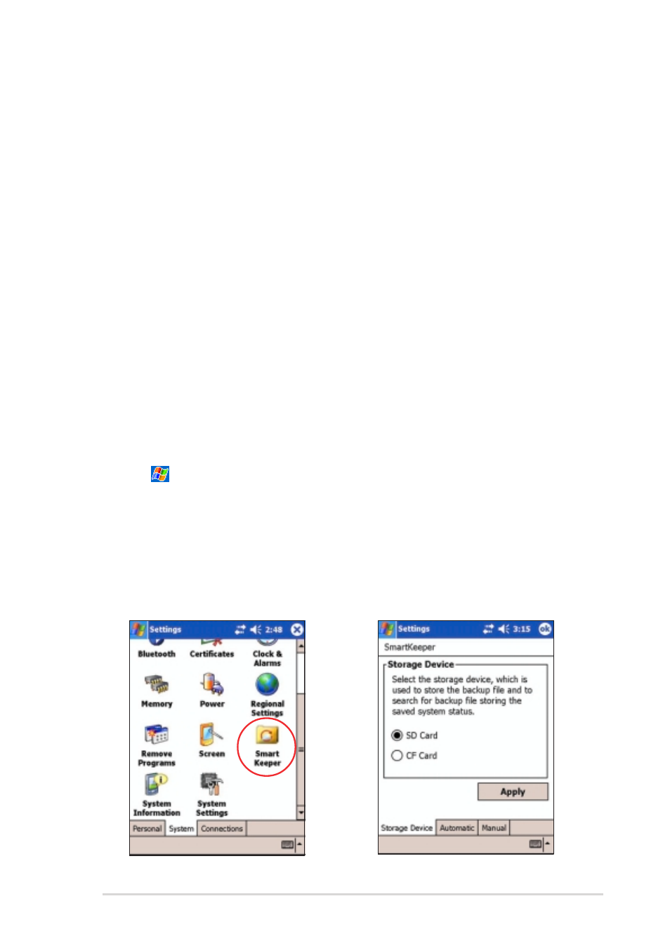 Asus smartkeeper, Automatic backup, Requirements for automatic backup | Enabling automatic backup | Asus MyPal A730W User Manual | Page 117 / 218
