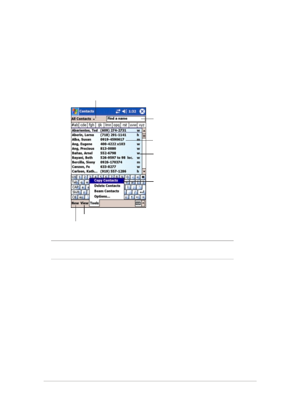 Contacts | Asus MyPal A730W User Manual | Page 129 / 218