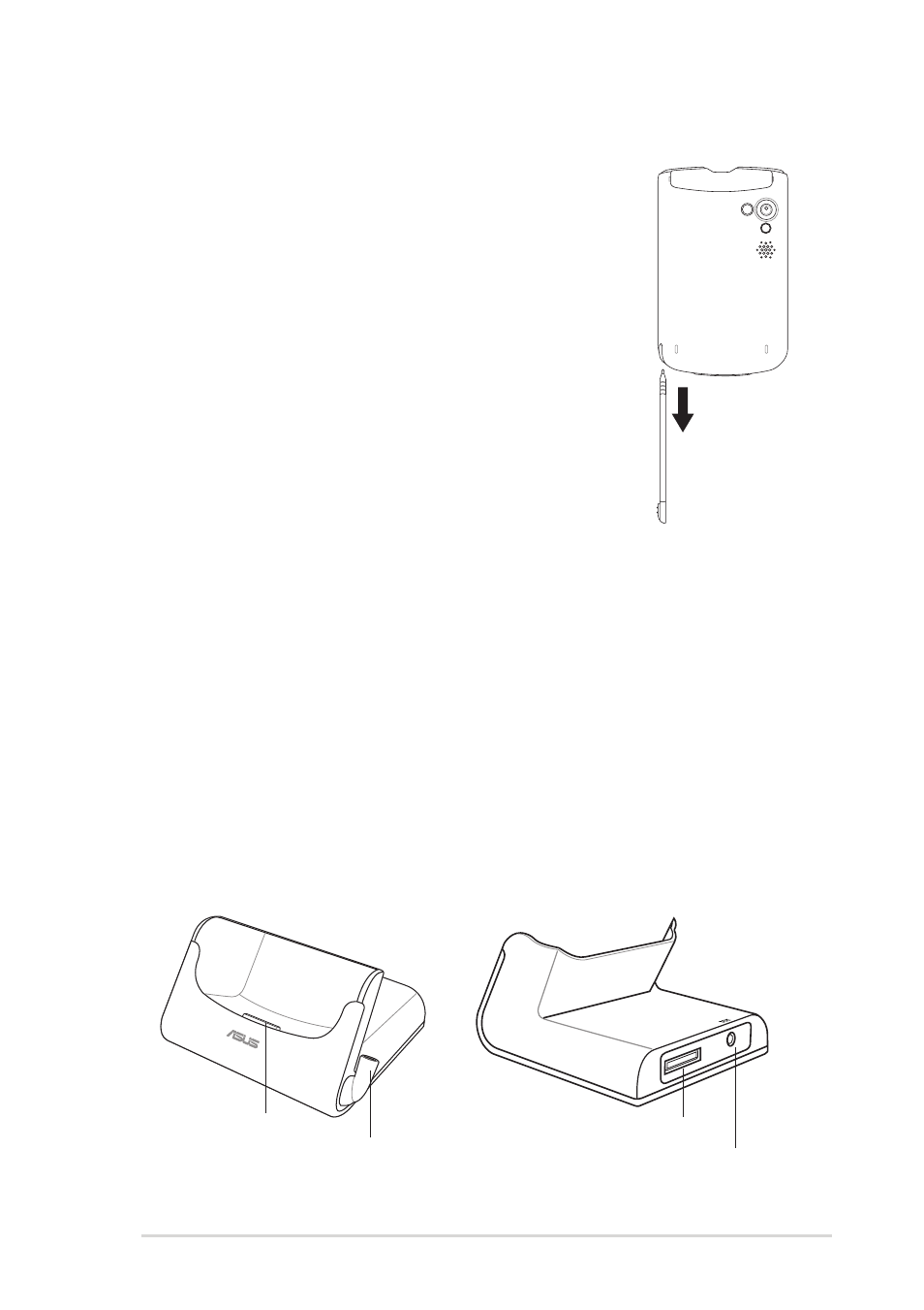 The cradle, The stylus | Asus MyPal A730W User Manual | Page 13 / 218