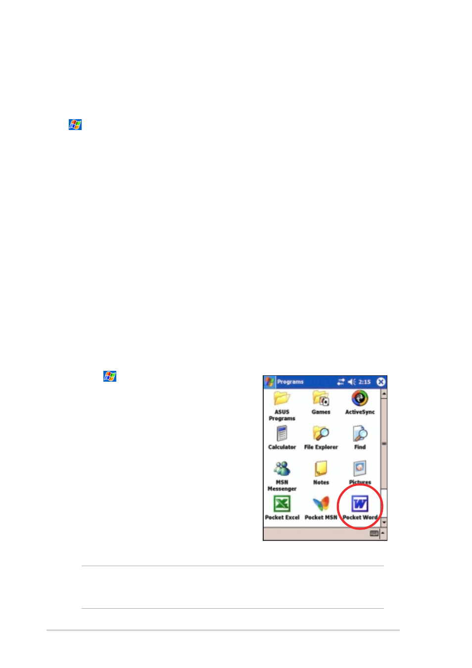 Pocket word, Creating pocket word documents | Asus MyPal A730W User Manual | Page 146 / 218
