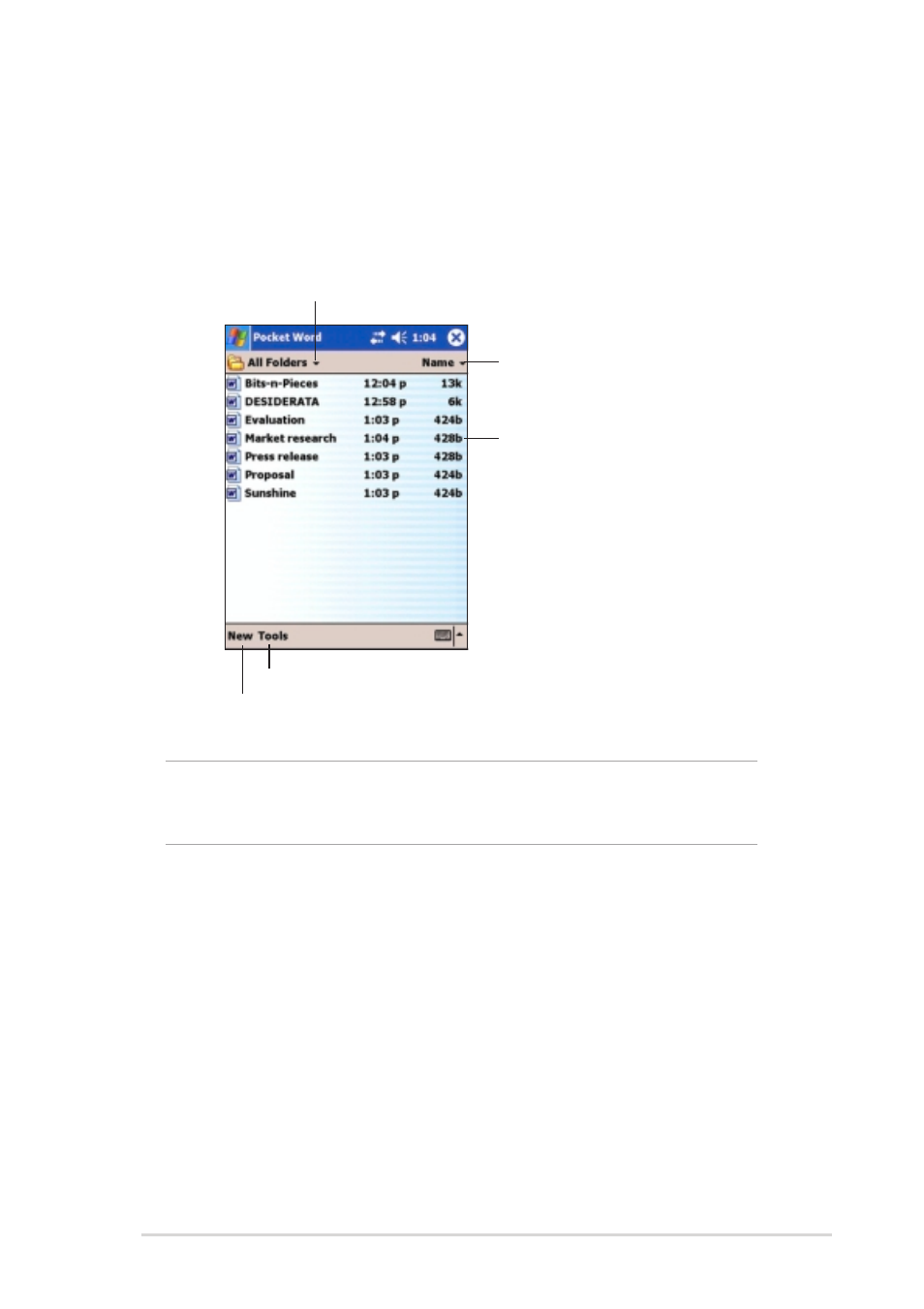 Opening an existing pocket word document | Asus MyPal A730W User Manual | Page 149 / 218
