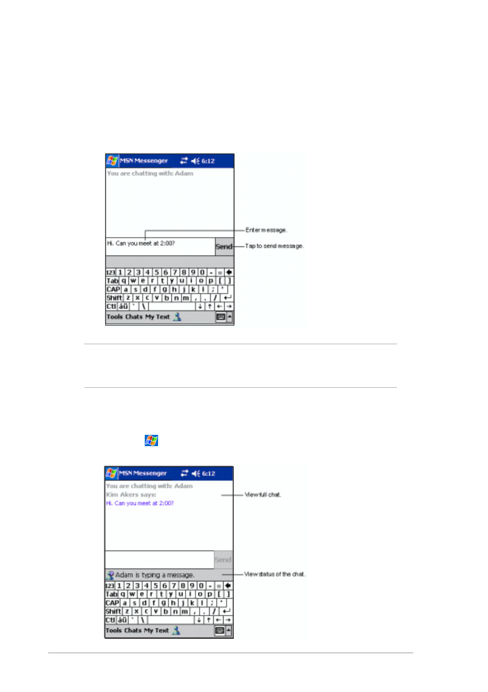Chatting with contacts | Asus MyPal A730W User Manual | Page 162 / 218
