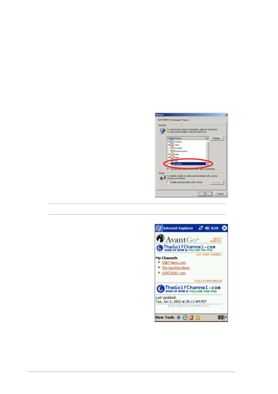 Avantgo channels | Asus MyPal A730W User Manual | Page 168 / 218