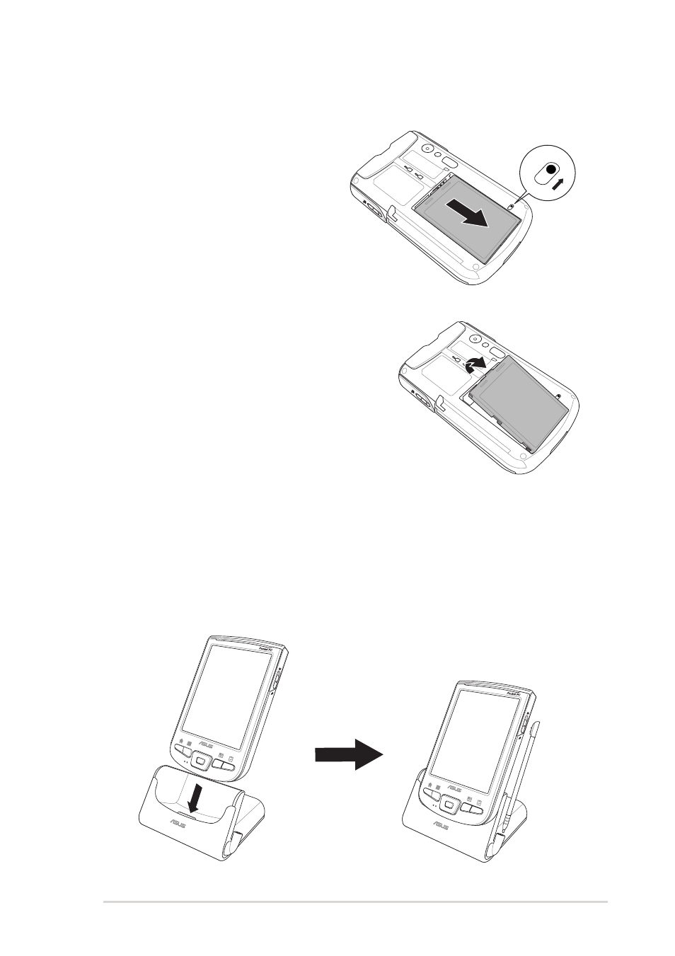 Placing on the cradle | Asus MyPal A730W User Manual | Page 17 / 218