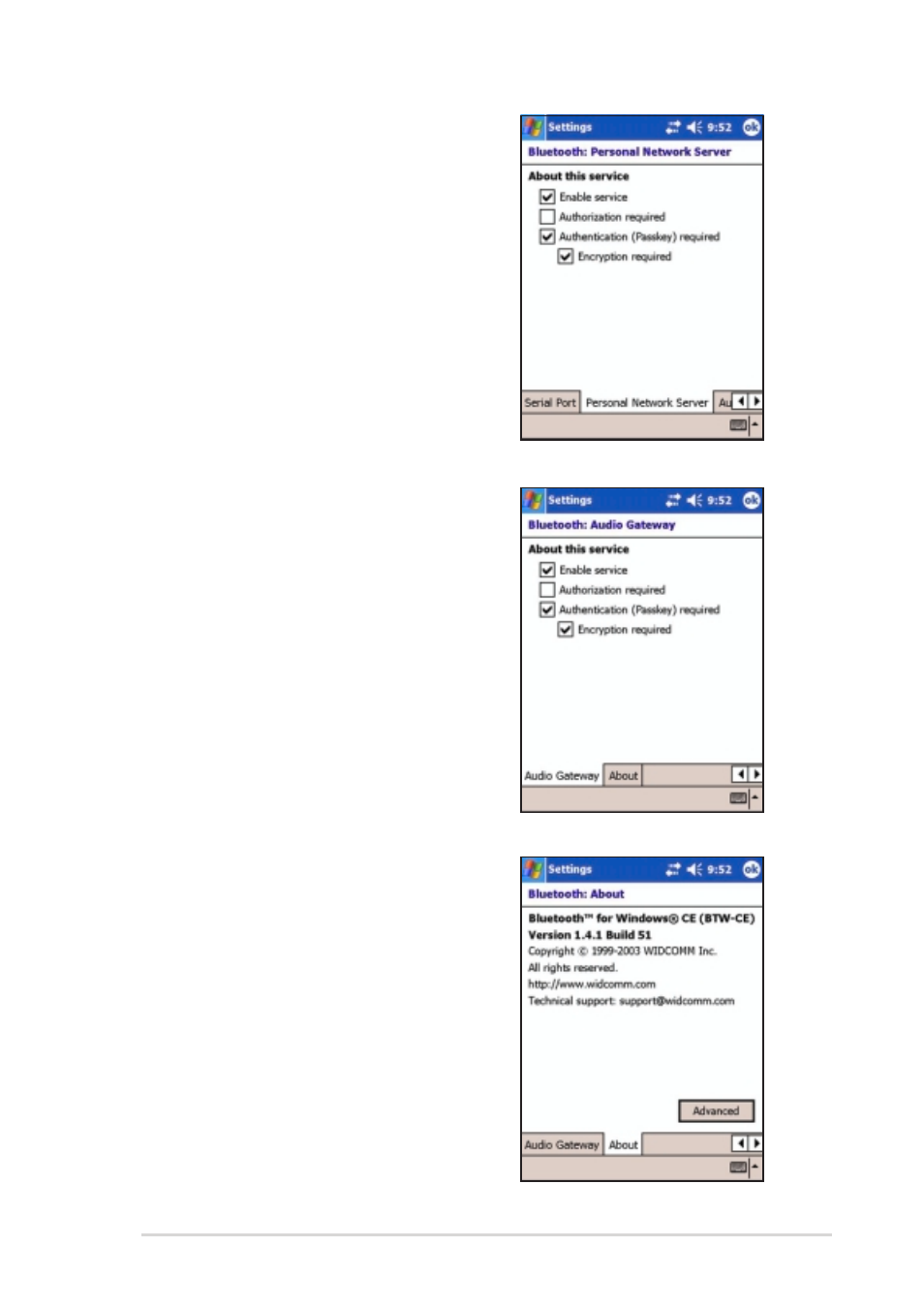 Personal network server, Audio gateway, About | Asus MyPal A730W User Manual | Page 189 / 218