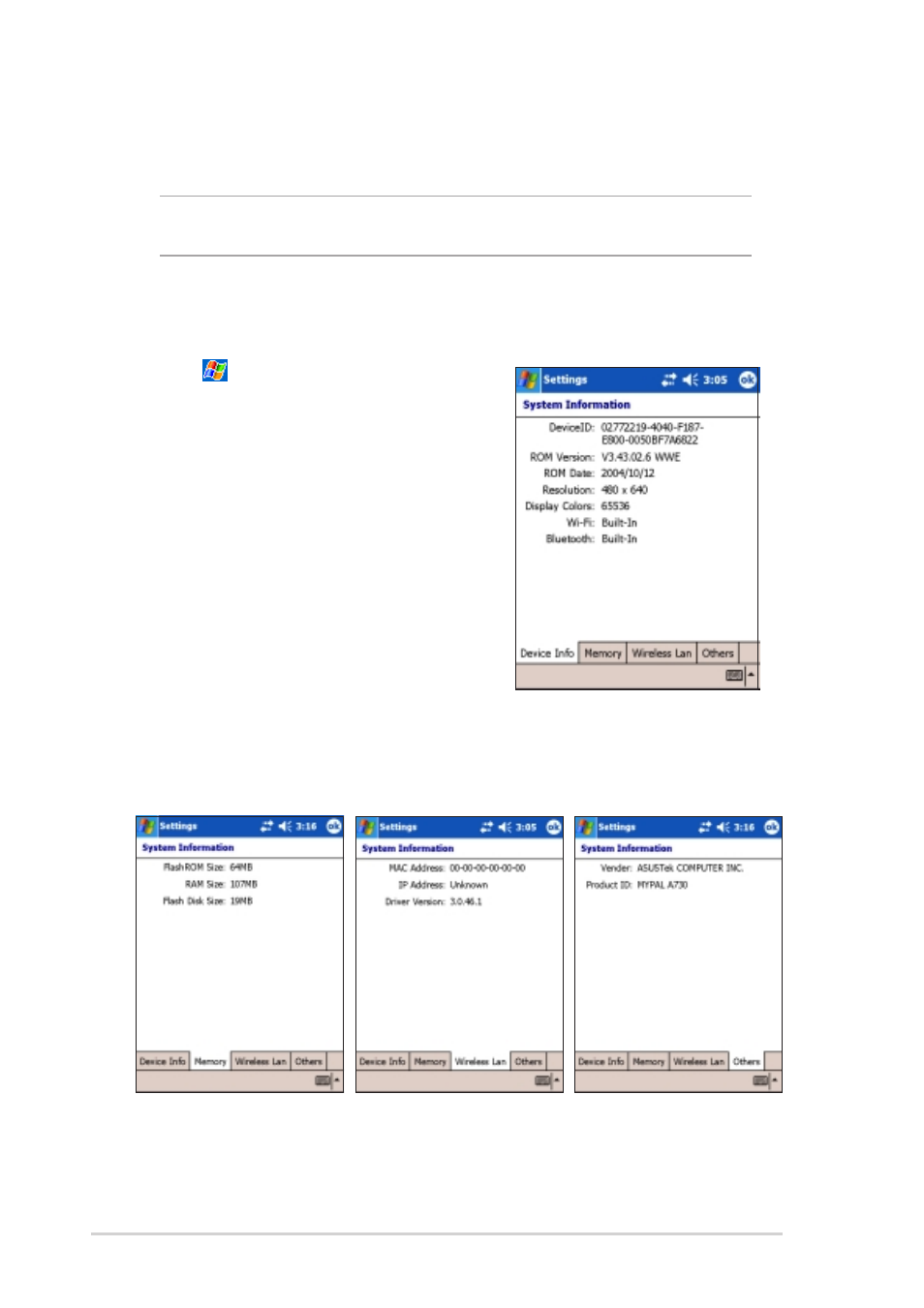 Viewing system information | Asus MyPal A730W User Manual | Page 26 / 218